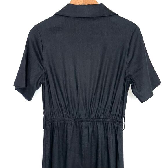 NWT Vince Camuto Black Wide Leg Linen Jumpsuit Size 4 - Picture 9 of 16